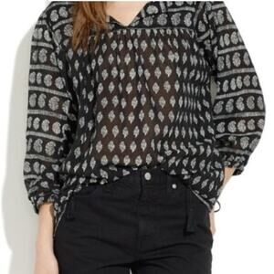 Madewell Moroccan paisley black printed top